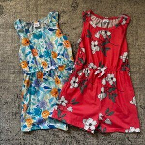 🧡3/15 PatPat Sleeveless Shorts Romper Floral Bundle x2 Kids 5-6Y